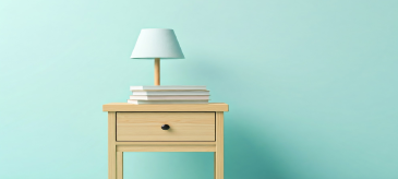 Stylish bedside table with drawer and shelf, made from wood, metal or mixed materials