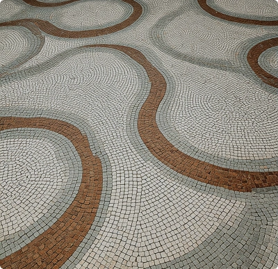 Decorative mosaic tile flooring in a stylish bathroom