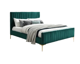 Elegant upholstered queen-size bed with soft fabric design