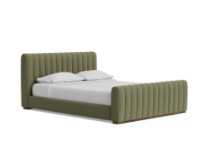 Elegant upholstered queen-size bed with soft fabric design