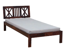 Simple Single Bed with Cushioned Headboard for Comfort