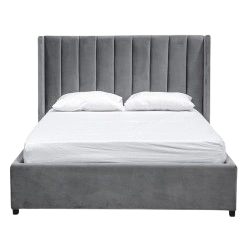 Comfortable queen size bed with a modern design, ideal for bedrooms