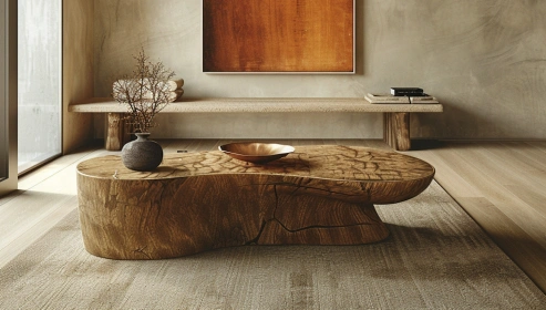 Center Table in Natural Ebony & Natural Wenge Finish