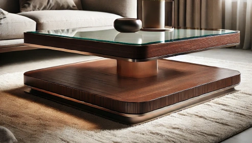  Solano Solid Wood Center Table in Dark Walnut Finish With Glass Top 