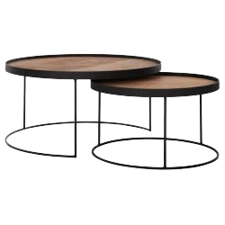 Set of nested coffee tables in a minimalist design, perfect for living rooms or compact spaces