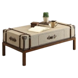 Wooden trunk coffee table with storage and rustic finish