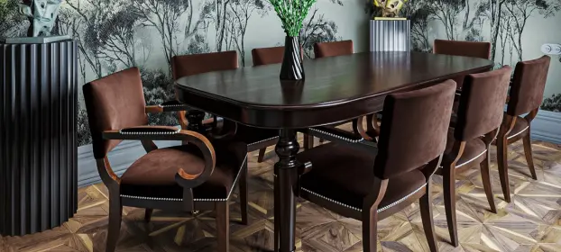  Aoki Solid Wood 8 Seater Dining Set in Chestnut & Pickle Finish
