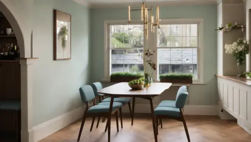 Franceska Solid Wood 4 Seater Dining Set in Sky Colour