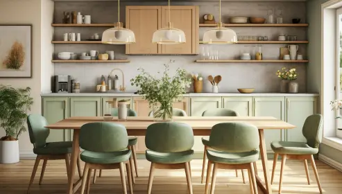  Isabella 6 Seater Dining Set in Green Colour