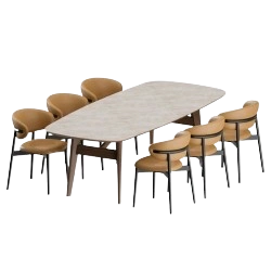 Modern 6-seater dining table with chairs, ideal for family dining or gatherings