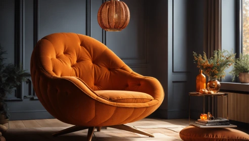 Bristo Fabric Wing Recliner in Orange Colour