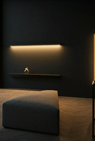 Focused accent lighting highlighting wall art