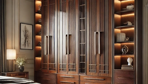 Tall storage almirah with lockable compartments and shelves