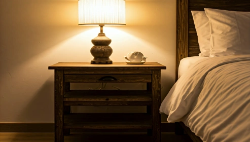 Contemporary bedside table with drawer and open shelf