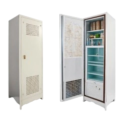 Durable metal cupboard with spacious storage compartments