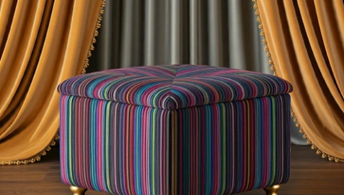 Stylish footstool with internal compartment for blankets or magazines