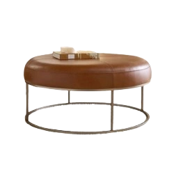 Leather ottoman with storage, perfect for living rooms.