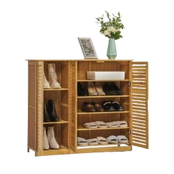 Eco-friendly bamboo shoe rack for organized storage