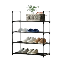 Durable metal shoe rack for organized footwear storage