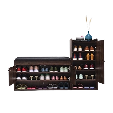 Shoe Rack With Cushion Seat for space-saving shoe storage