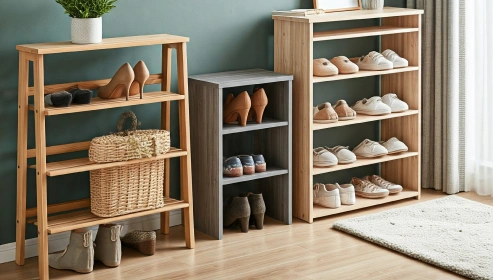 Multi-level shoe rack for space-saving footwear organization