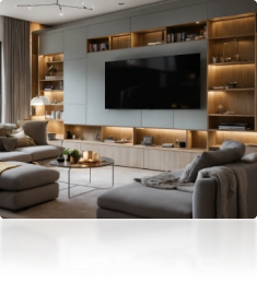 Customizable TV unit design with interchangeable modular compartments