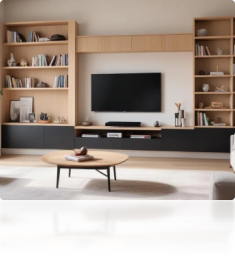 Modern TV unit providing combination storage solutions