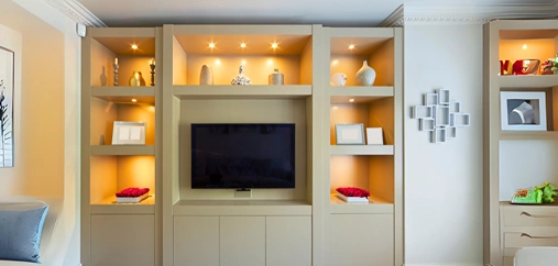 Low-profile minimalist TV unit emphasizing clean lines