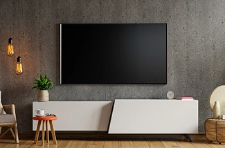 Streamlined minimalist TV unit without visible handles or adornments