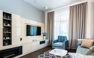 Sleek modern TV unit with clean lines and a glossy finish