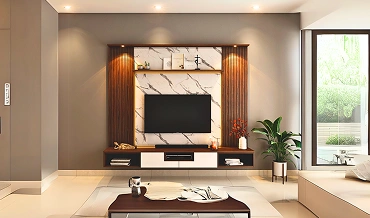 Cabin-inspired rustic TV unit with a natural, earthy feel