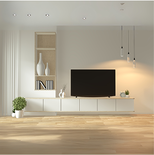 Sleek white floating TV unit with hidden cables